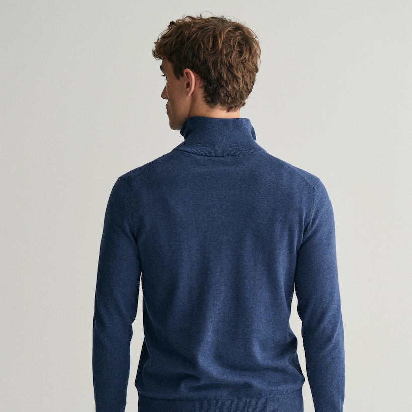 Gant 8030564 902 Dark Jeansblue Melange Cotton Half Zip