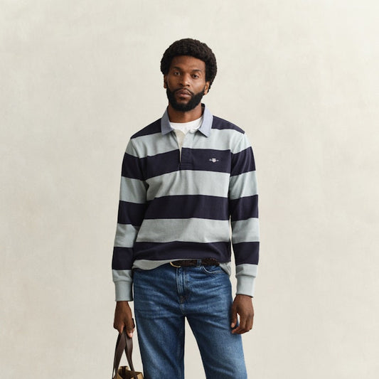Gant 2004083 10 Reg Chambray Stripe Ceramic Grey Heavy Rugger