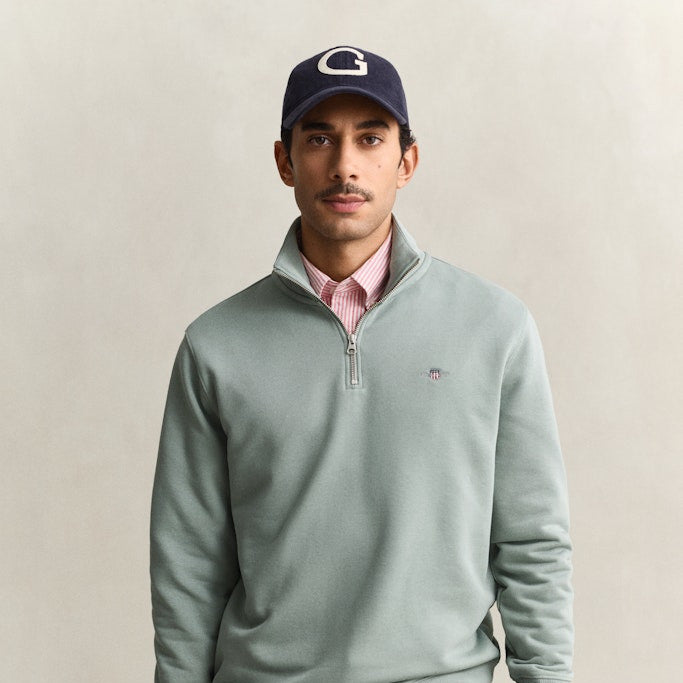 Gant 2008005 10 Reg Shield Ceramic Grey Half Zip Sweat
