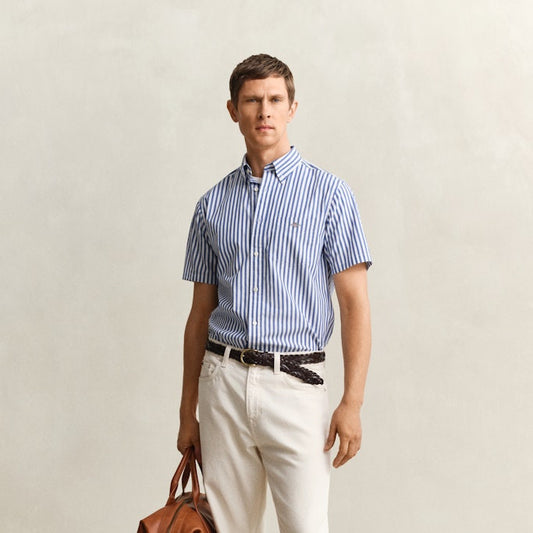 Gant 3260014 436 Reg Classic Poplin Stripe SS College Blue Shirt