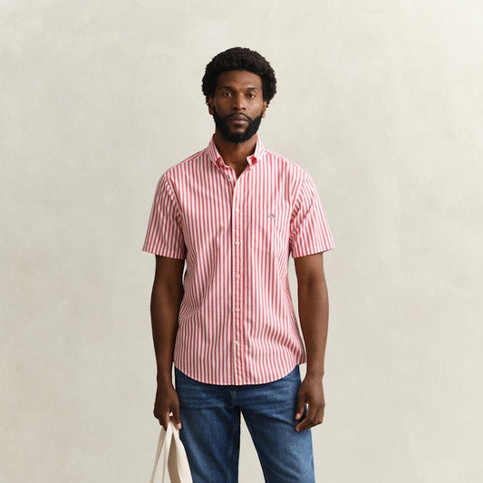 Gant 3260014 641 Reg Classic Poplin Stripe SS Rose Red Shirt
