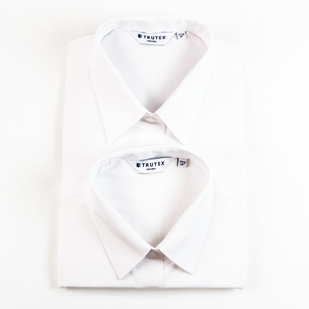 Trutex White Non Iron Girls Long Sleeve Fitted Blouse Twin Pack