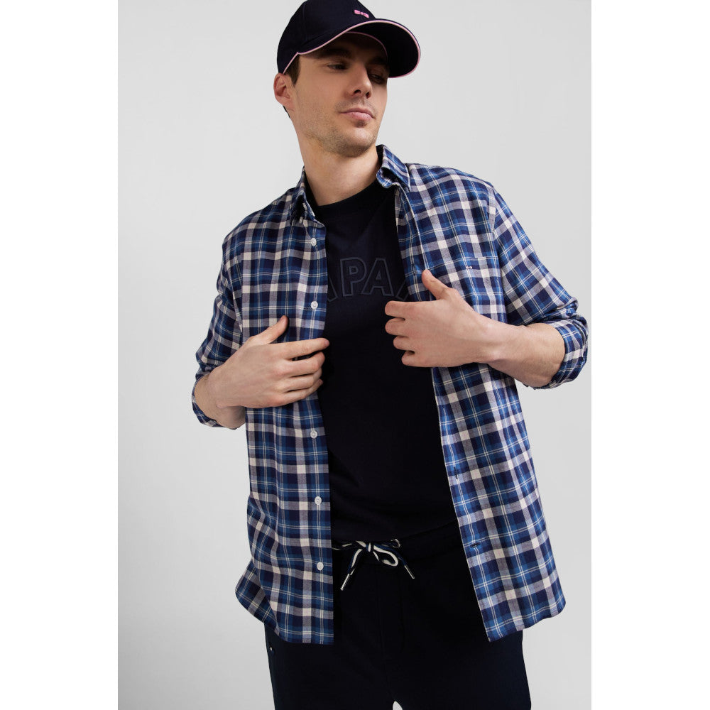 Eden Park Regular Blue Checked Cotton Shirt