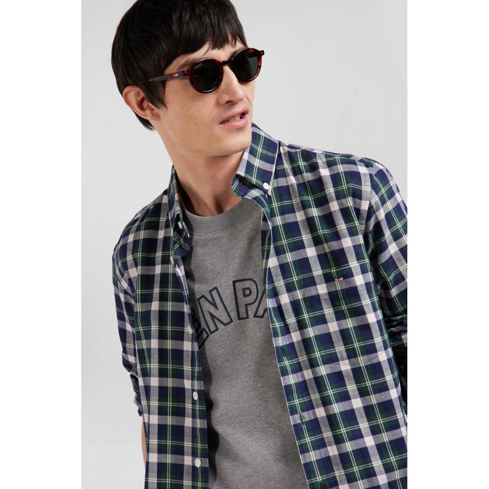 Eden Park Regular Green Checked Cotton Shirt