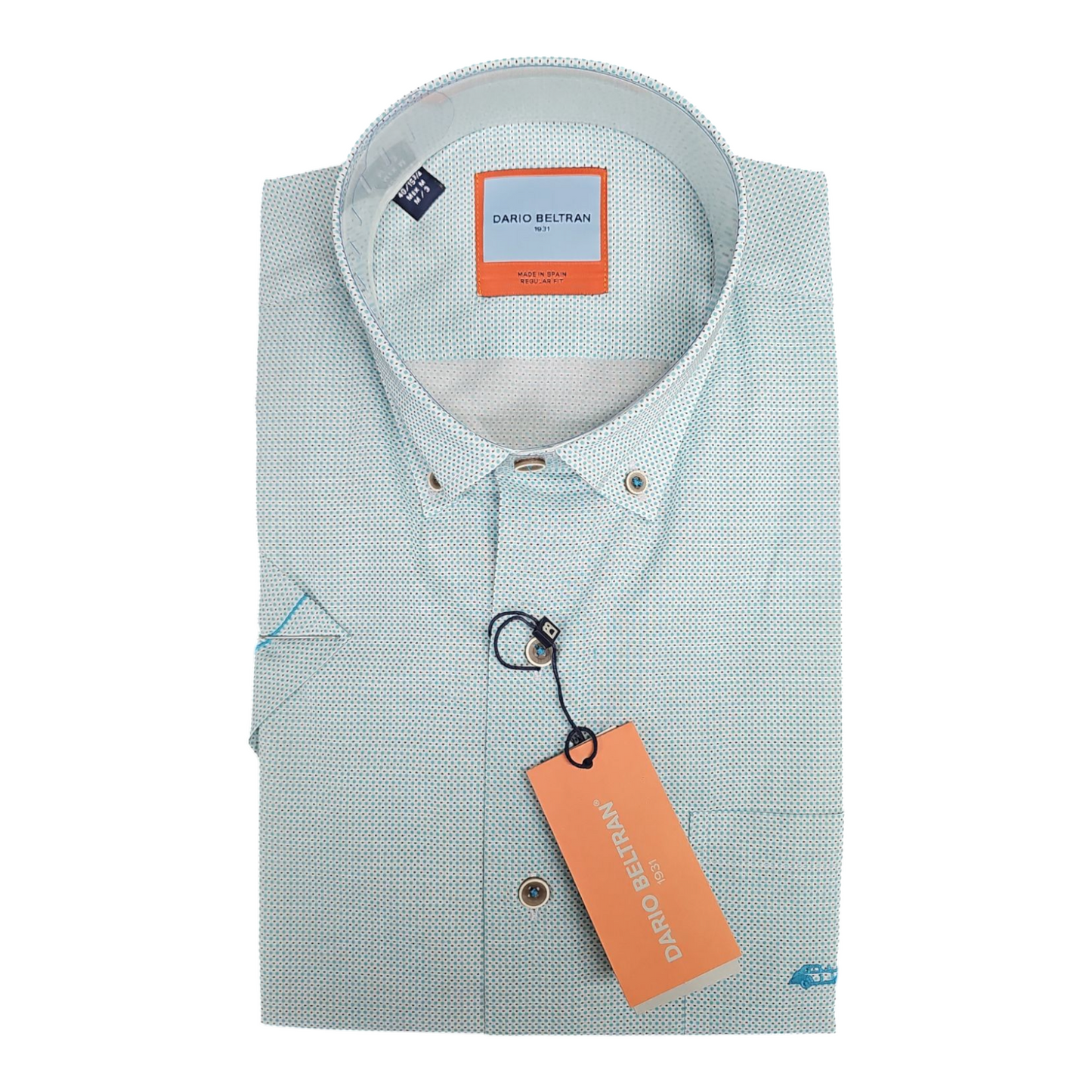 Dario Beltran Barbalo 640 Mint Green Short Sleeve Casual Shirt