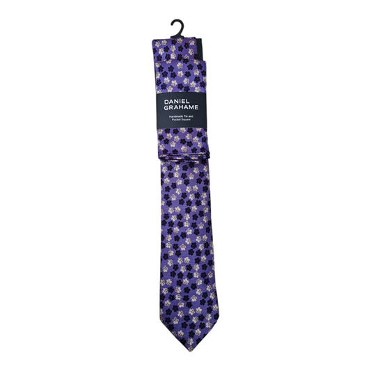 Daniel Grahame TP2239 76 Purple Tie & Pocket Square Set