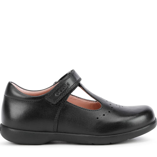 Geox Naimara Black Smooth Leather School Shoes