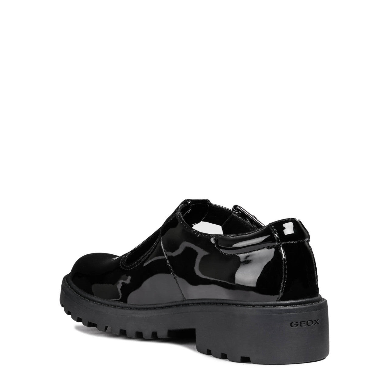 Geox Casey Black Patent School Shoes