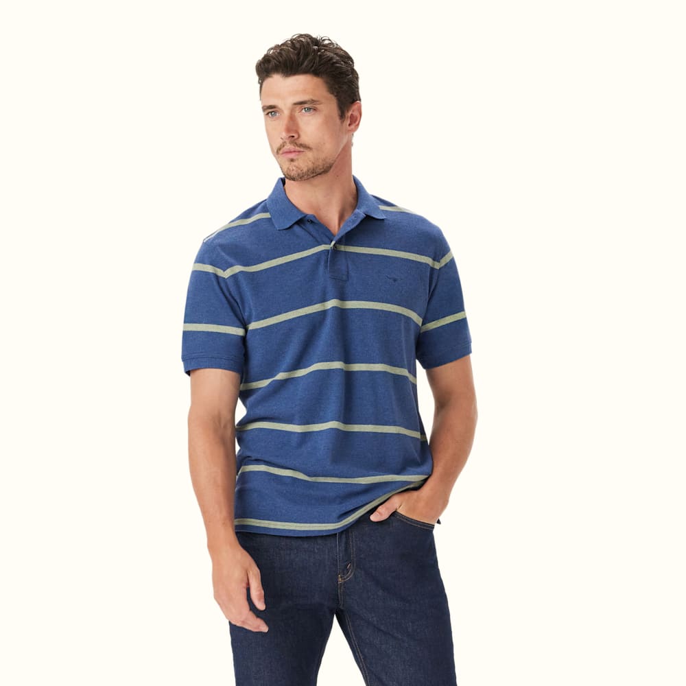 RM Williams Rod Navy/Grey Marle Polo