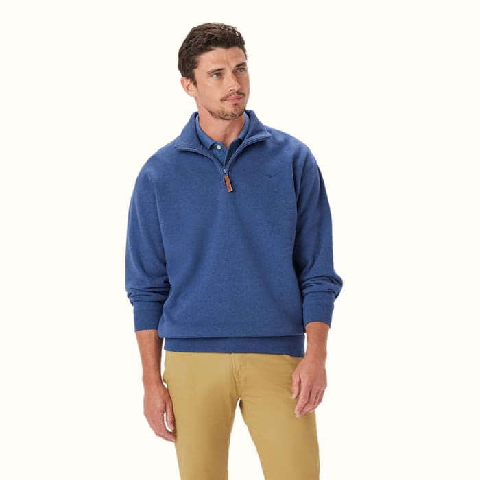 RM Williams Mulyungarie Blue Marle 1/4 Zip Sweatshirt