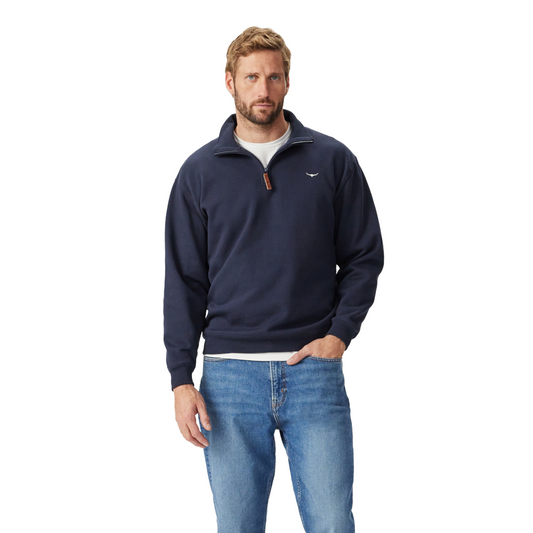 RM Williams Mulyungarie Navy 1/4 Zip Sweatshirt