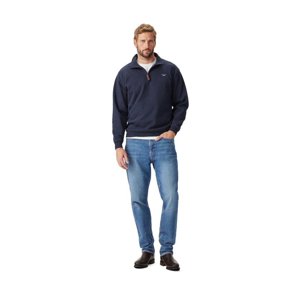 RM Williams Mulyungarie Navy 1/4 Zip Sweatshirt