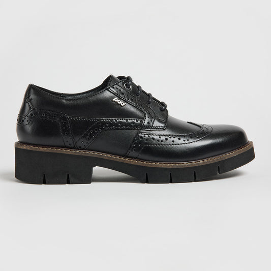 Pod Kacey Black Brogue School Shoes