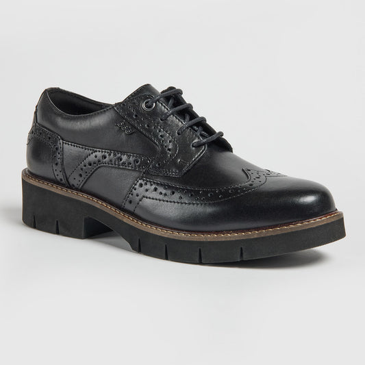 Pod Kacey Black Brogue School Shoes