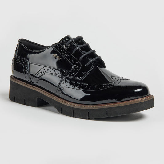 Pod Kacey Black Patent School Shoes