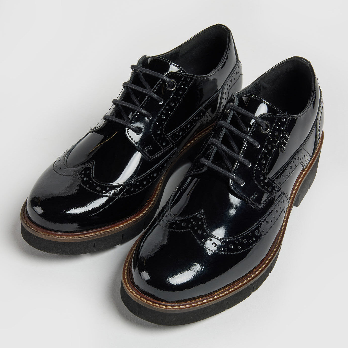 Pod Kacey Black Patent School Shoes