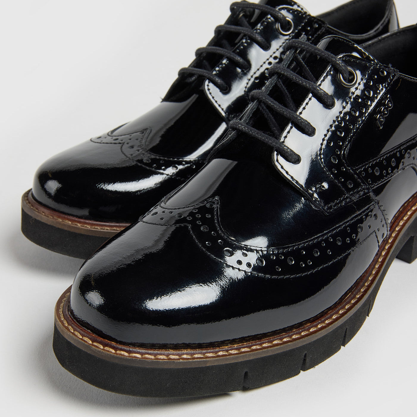 Pod Kacey Black Patent School Shoes