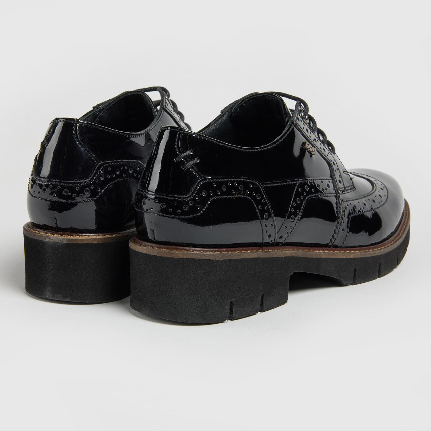 Pod Kacey Black Patent School Shoes