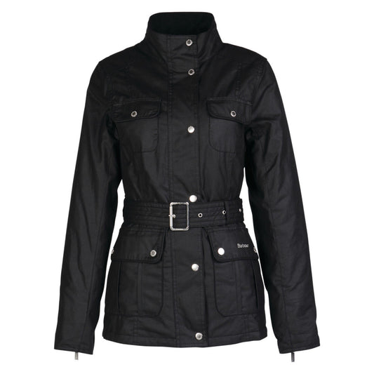 Barbour Winter Black Belted Utility Wax Jacket