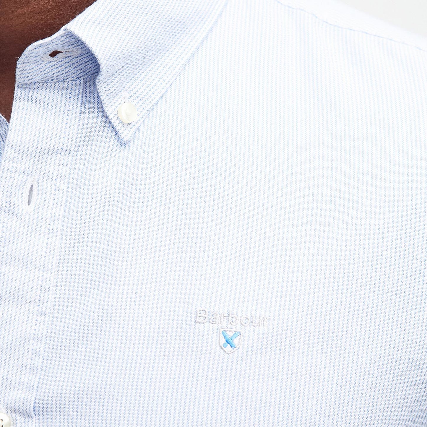 Barbour Stripe Sky Blue Short Sleeve Oxford Shirt