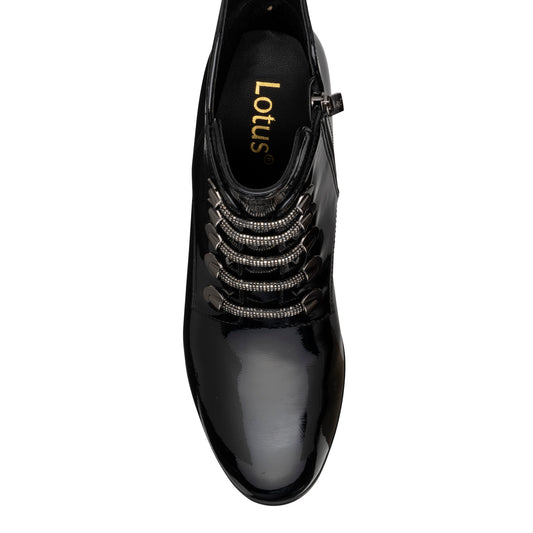 Lotus Paisley Black Patent Boots