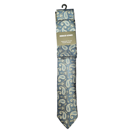 Remus Uomo TP4745 27 Dark Blue Tie & Hankie Set