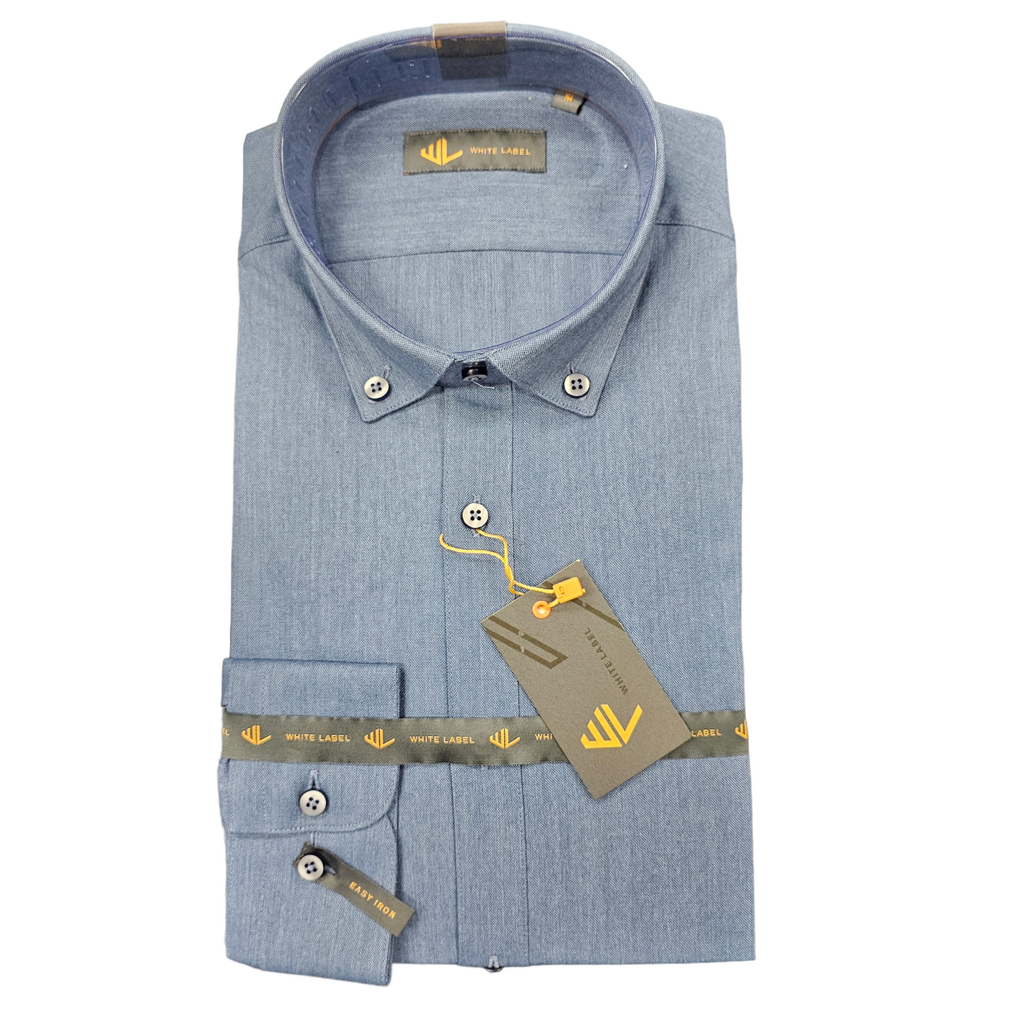 White Label 82121 Denim Blue Plain Casual Shirt