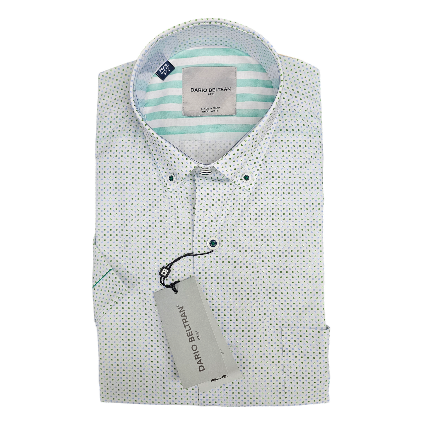 Dario Beltran Alfes 221 Green Blue Patterned Short Sleeve Shirt