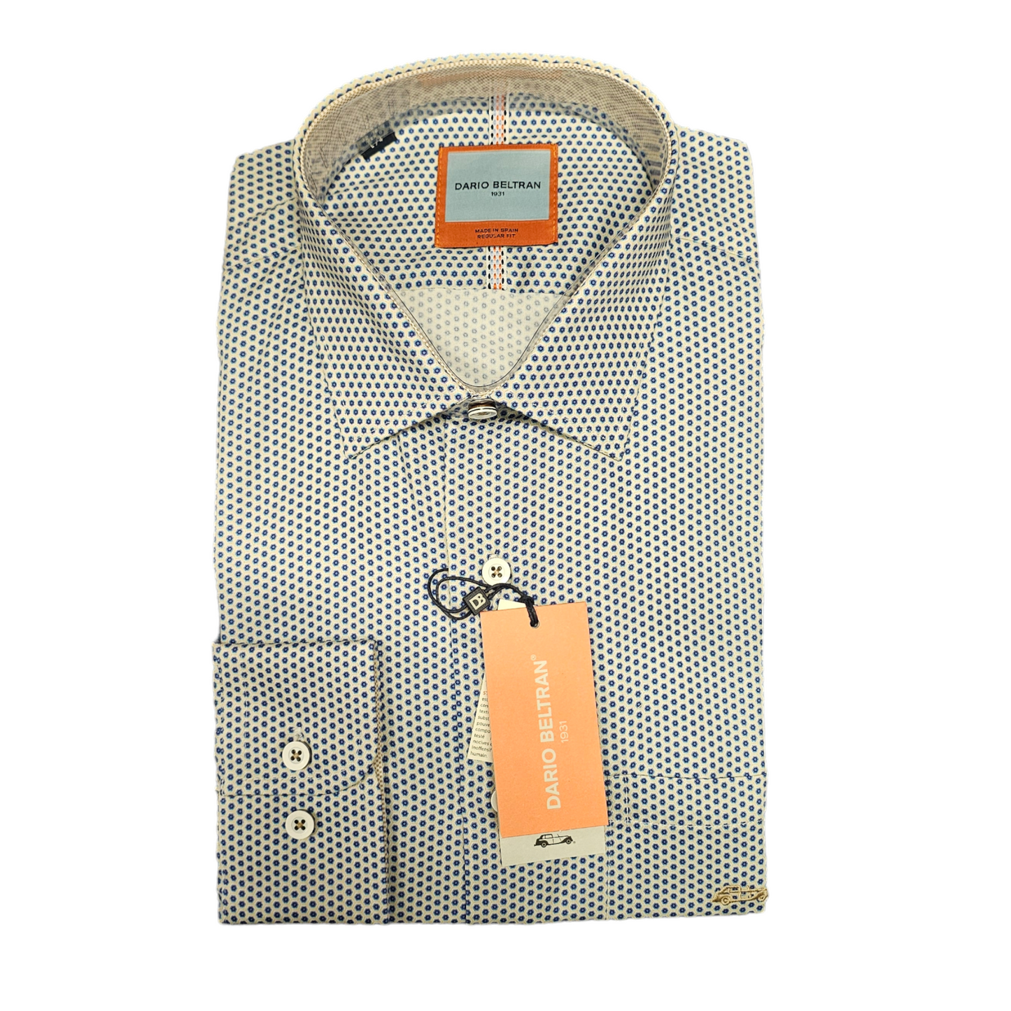 Dario Beltran Archez 330 Blue Patterned Short Sleeve Shirt