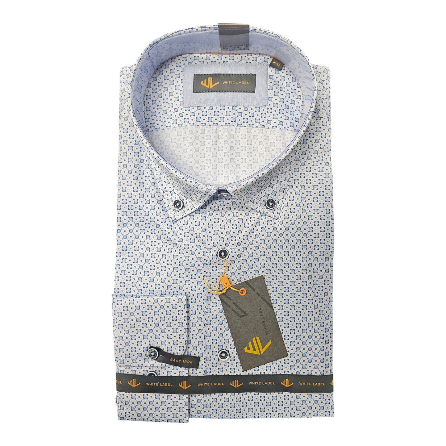 White Label 82155 Blue Patterned Tapered Shirt