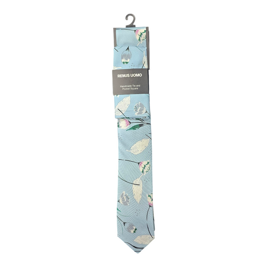 Remus Uomo TP6818 22 Light Blue Tie & Pocket Square Set