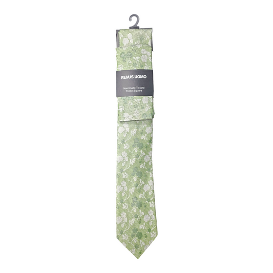 Remus Uomo TP6873 34 Green Tie & Pocket Square Set