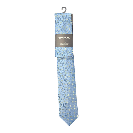 Remus Uomo TP4847 23 Light Blue Tie & Pocket Square Set