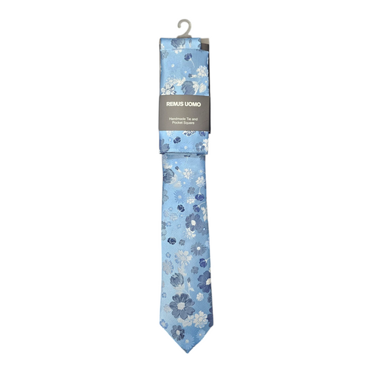 Remus Uomo TP4918 22 Blue Tie & Pocket Square Set