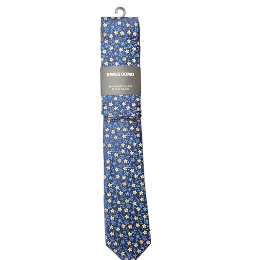 Remus Uomo TP4847 29 Dark Blue Tie & Pocket Square Set