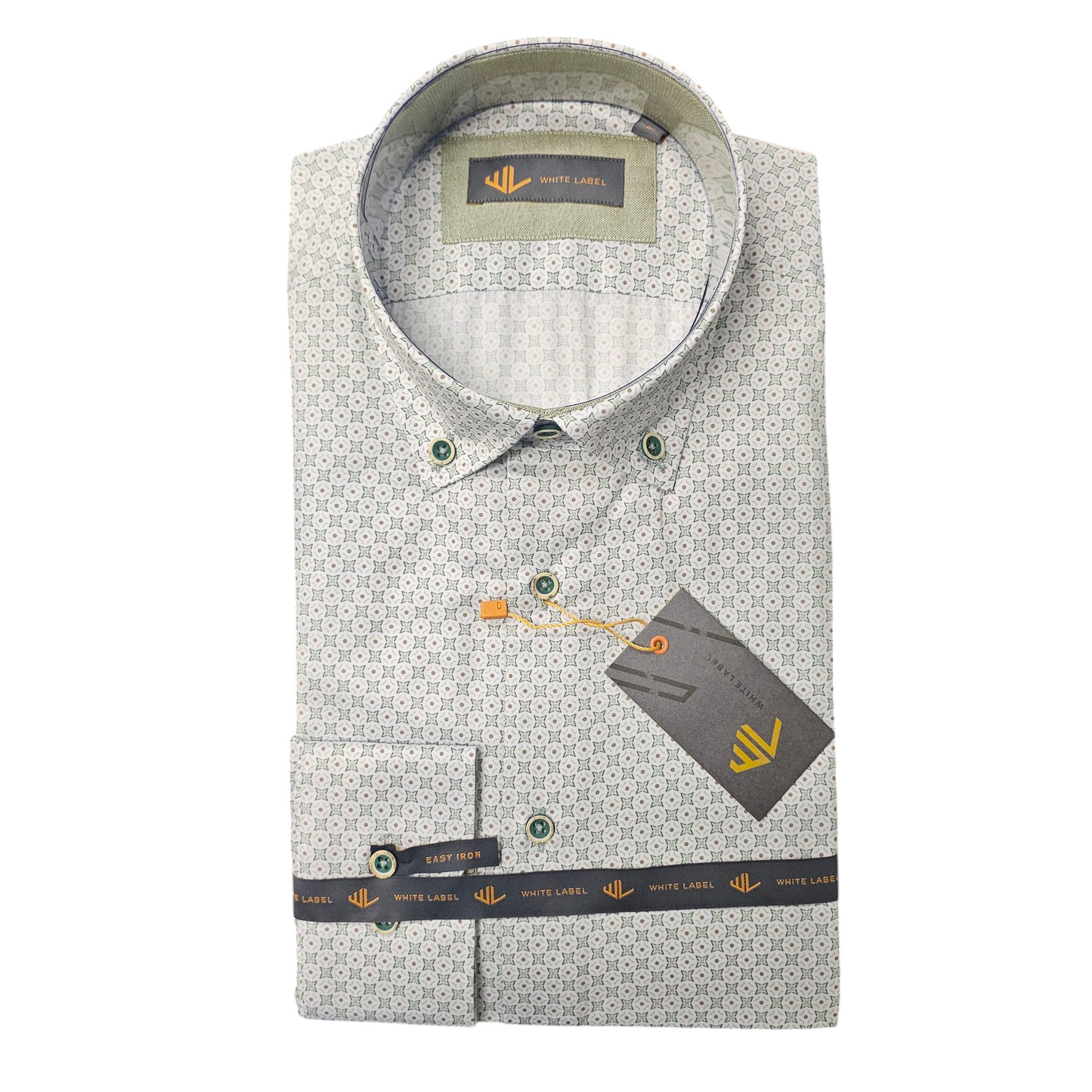 White Label 82156 Green Patterned Tapered Shirt