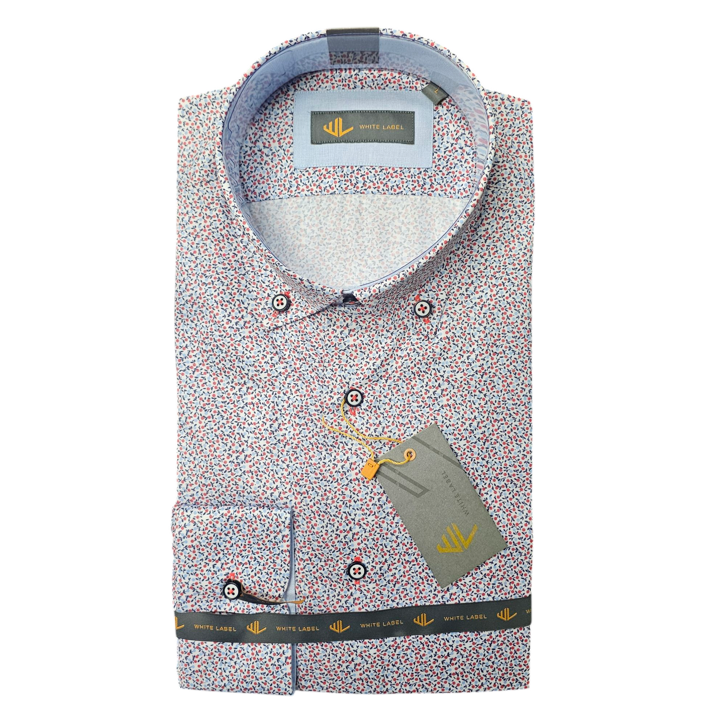 White Label 82162 Red Patterned Tapered Shirt