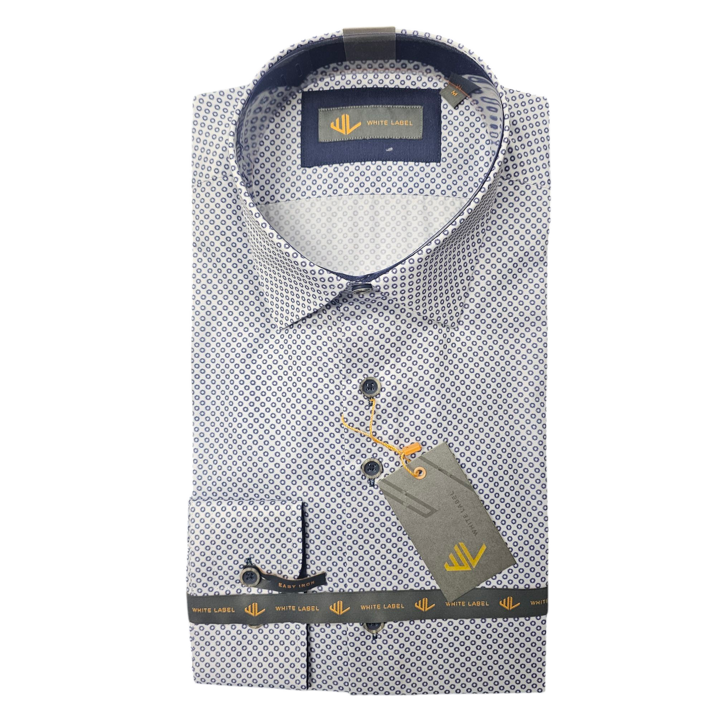 White Label 82159 Blue Patterned Tapered Shirt