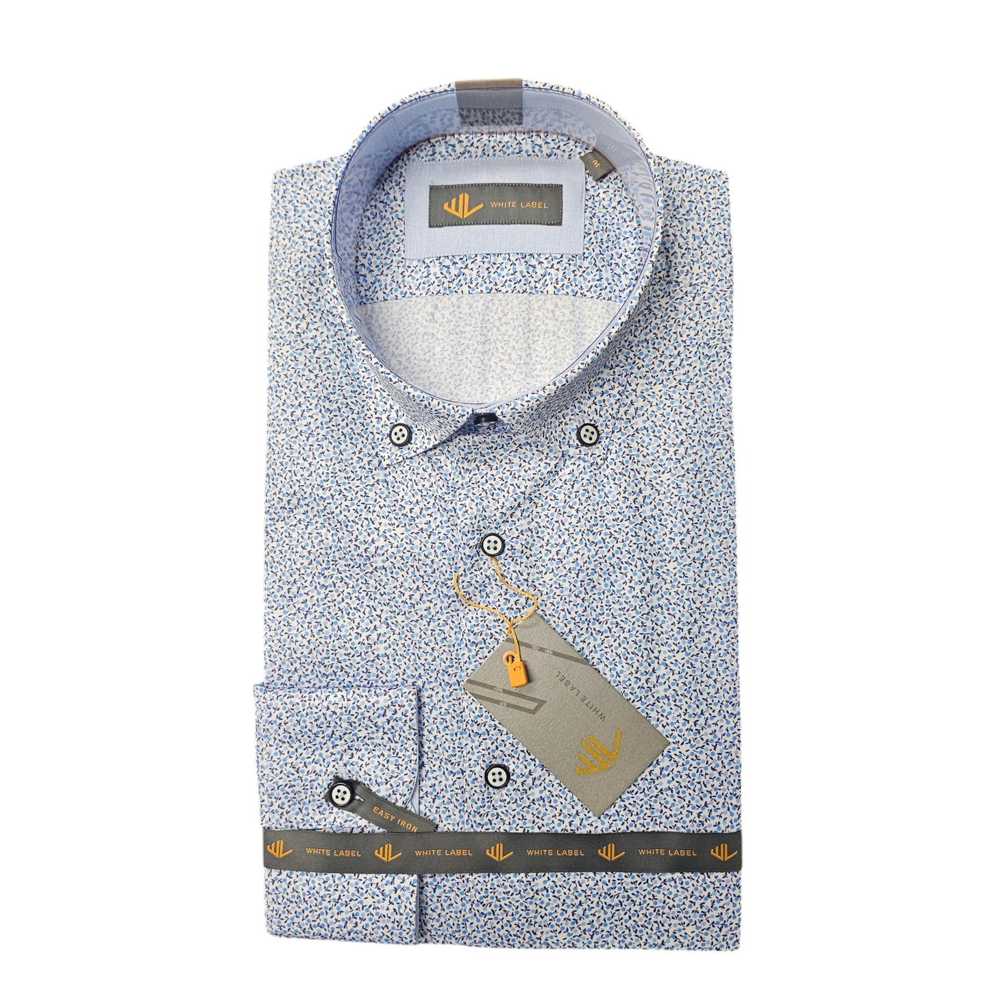 White Label 82163 Blue Patterned Tapered Shirt
