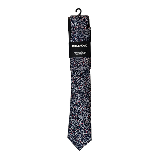 Remus Uomo TP4921 78 Navy Tie & Pocket Square Set