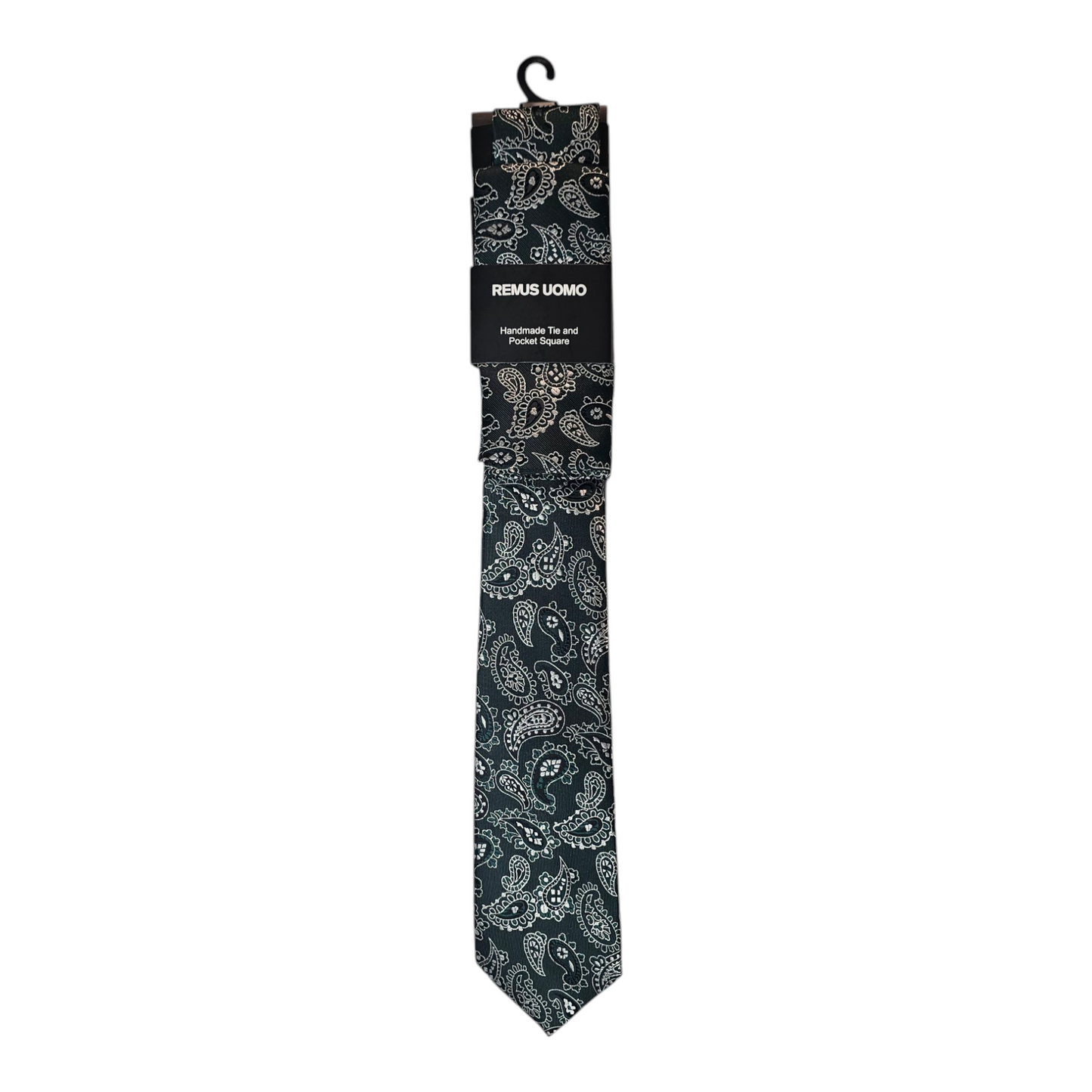 Remus Uomo Tp4893 37 Dark Green Tie & Pocket Square Set