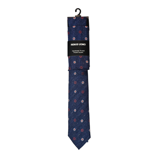 Remus Uomo Tp5004 23 Blue Tie & Pocket Square Set