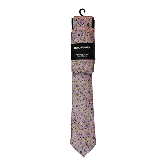 Remus Uomo TP4907 61 Pink Tie & Pocket Square Set