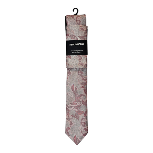Remus Uomo TP6867 62 Pink Tie & Pocket Square Set