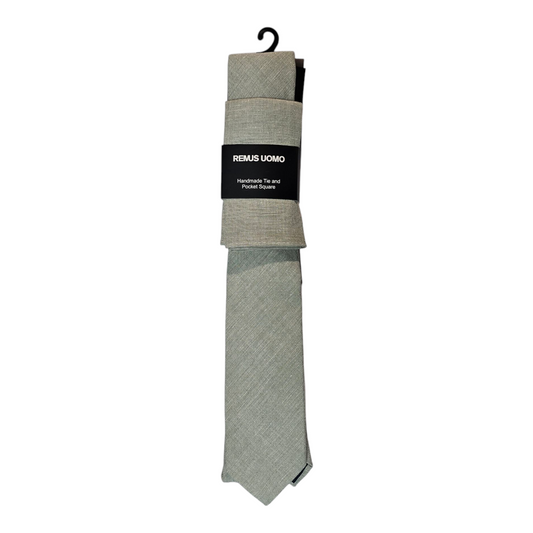 Remus Uomo TP6270 91 Hand Made Light Green Tie & Pocket Square Set
