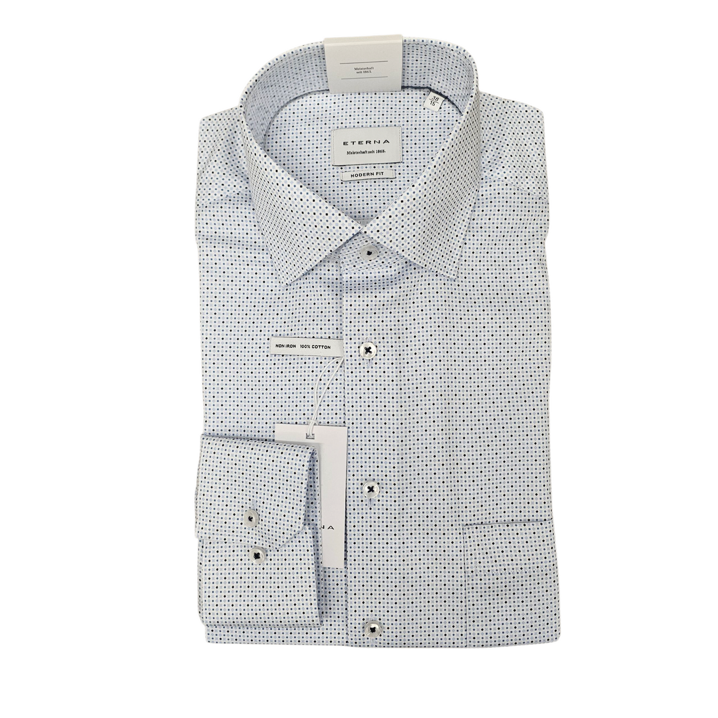 Eterna 1054 11 X19K Blue Patterned Modern Fit Shirt