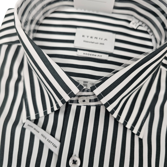 Eterna 1056 49 X11U Dark Green Stripe Modern Fit Shirt