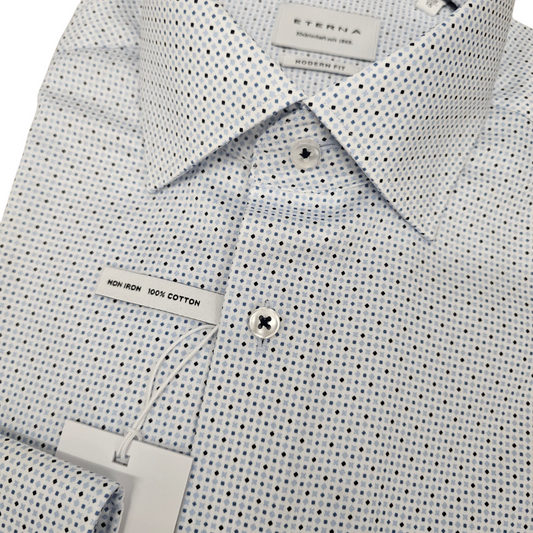 Eterna 1054 11 X19K Blue Patterned Modern Fit Shirt