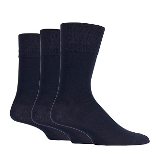 Gentle Grip 3 Pack Plain Navy Socks