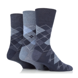 Gentle Grip 3 Pack Argyle Navy/Denim Socks